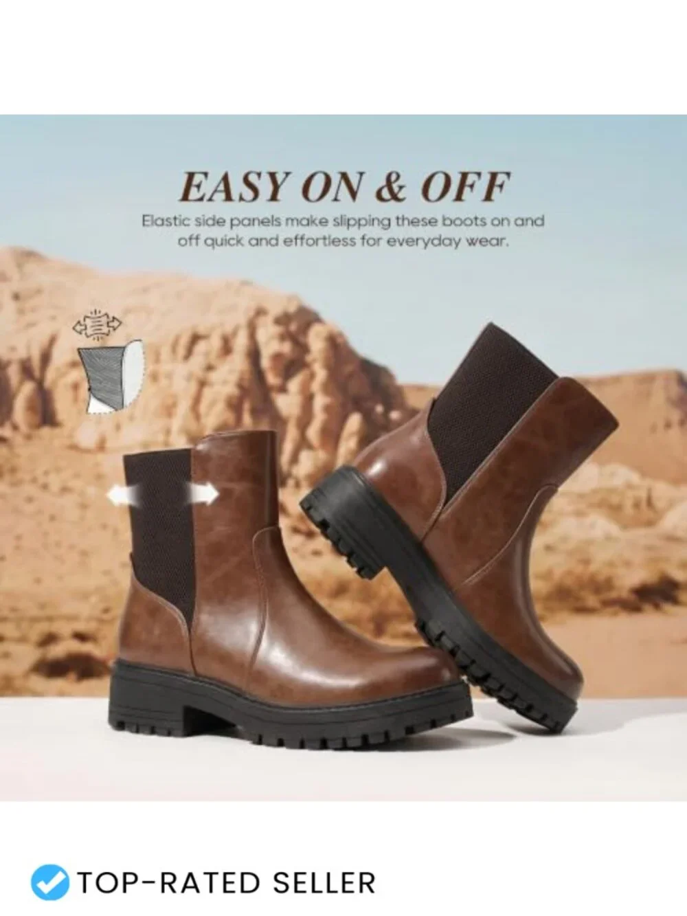 starmerx Women's Chelsea Boots Platform Chunky Heel Ankle Boots Lug Sole Fall